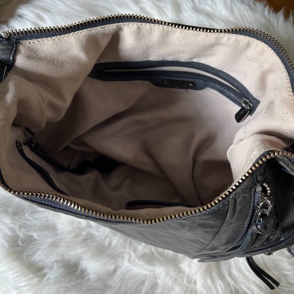 Botkier Dark Grey Leather Ruched Zipper Multi-Pocket Hobo Bag w Dustbag - Picture 5 of 8